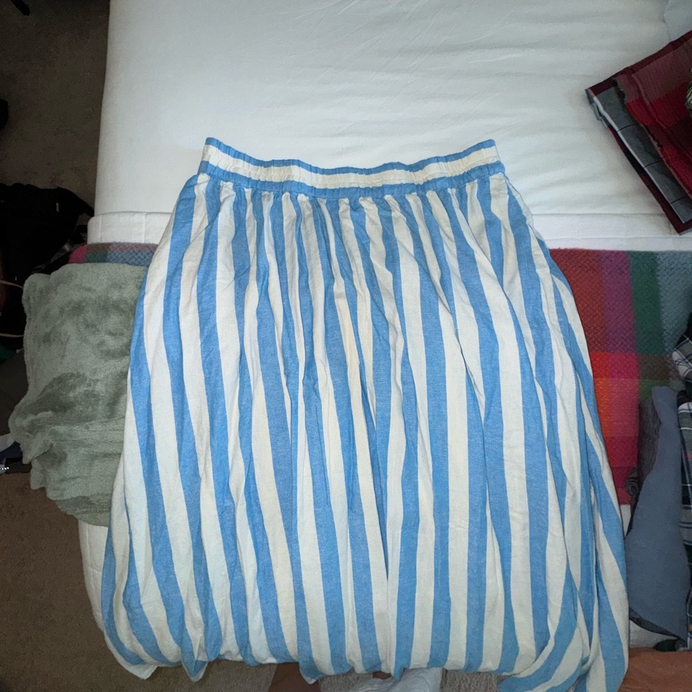 Blue and White Striped Skirt